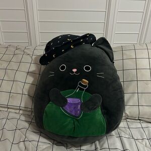 Squishmallows Black Cat with Green and Purple Potion